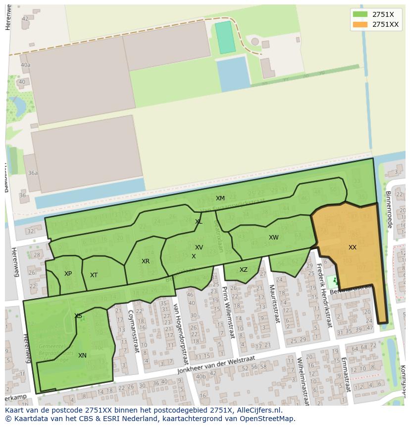 Afbeelding van het postcodegebied 2751 XX op de kaart.