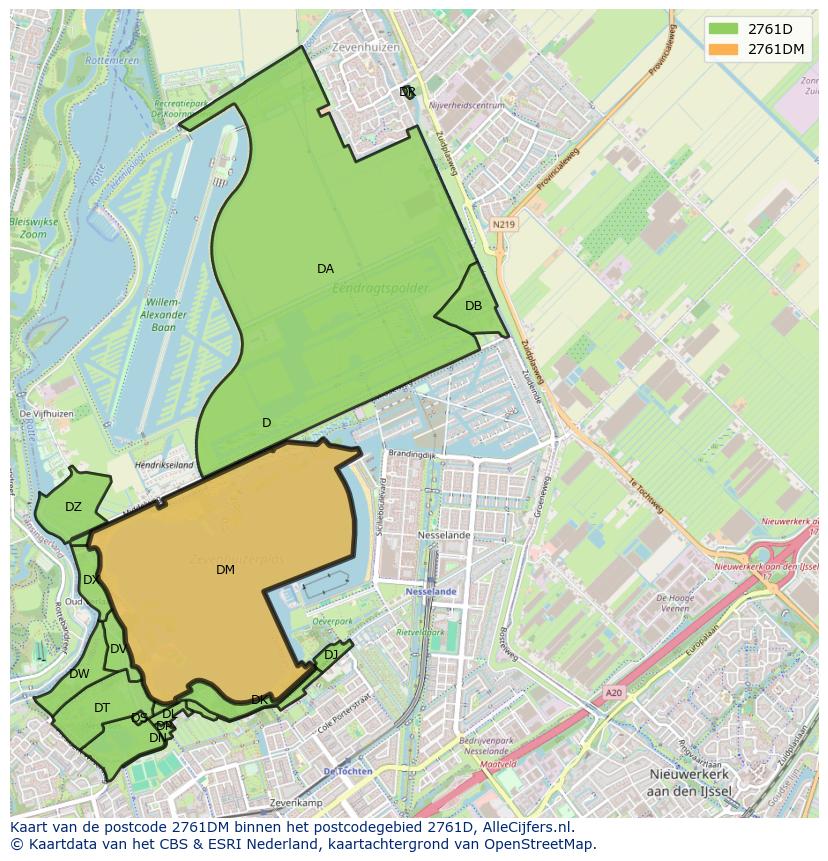 Afbeelding van het postcodegebied 2761 DM op de kaart.