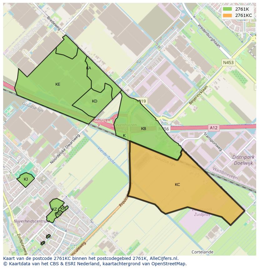 Afbeelding van het postcodegebied 2761 KC op de kaart.