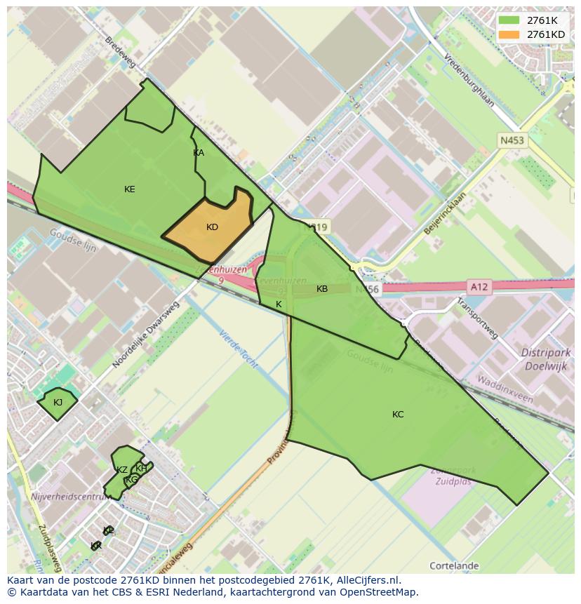 Afbeelding van het postcodegebied 2761 KD op de kaart.