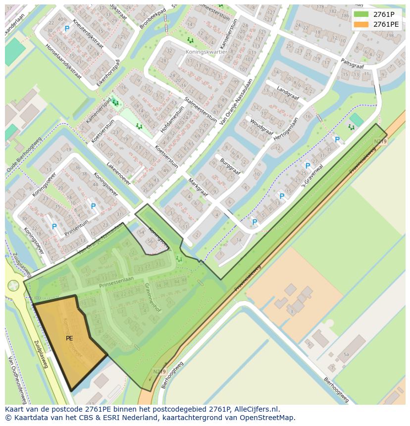 Afbeelding van het postcodegebied 2761 PE op de kaart.