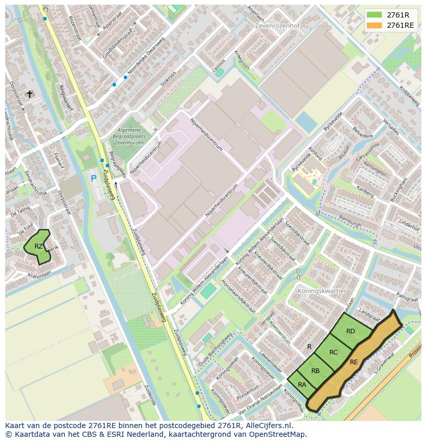Afbeelding van het postcodegebied 2761 RE op de kaart.