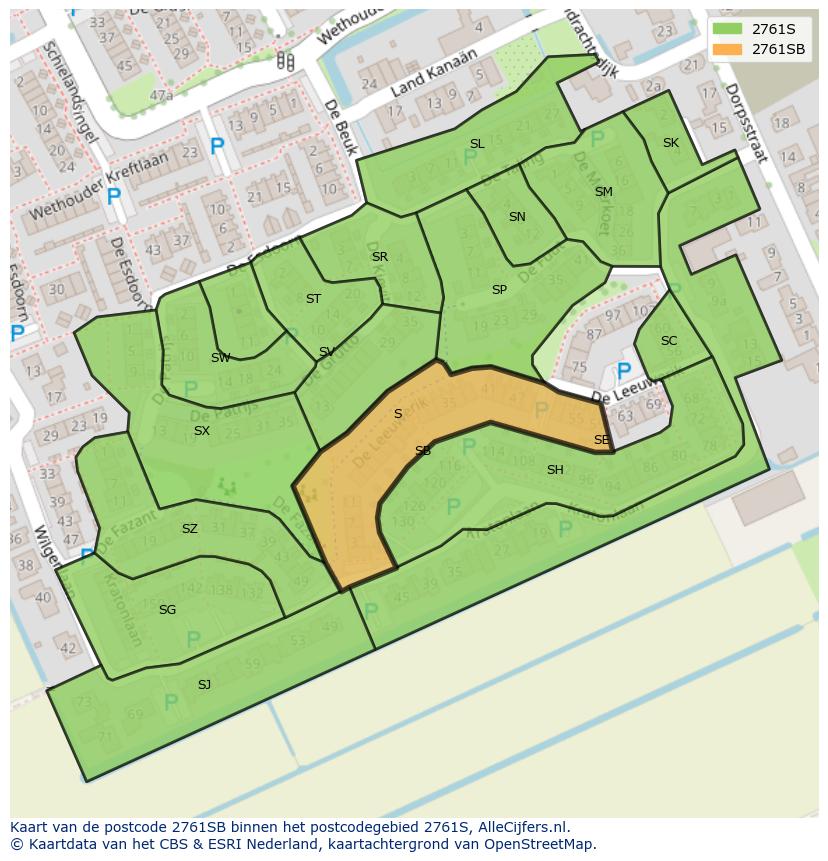 Afbeelding van het postcodegebied 2761 SB op de kaart.