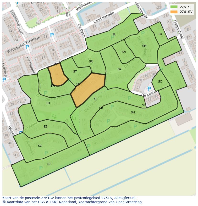 Afbeelding van het postcodegebied 2761 SV op de kaart.