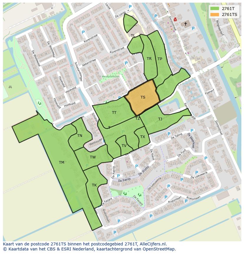 Afbeelding van het postcodegebied 2761 TS op de kaart.