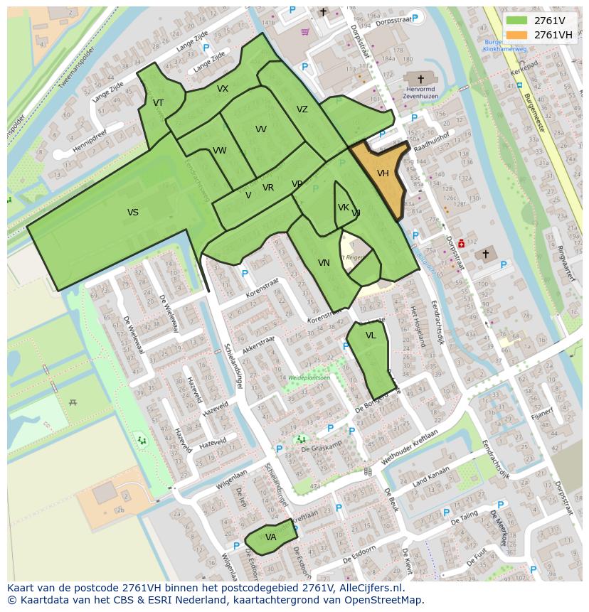 Afbeelding van het postcodegebied 2761 VH op de kaart.