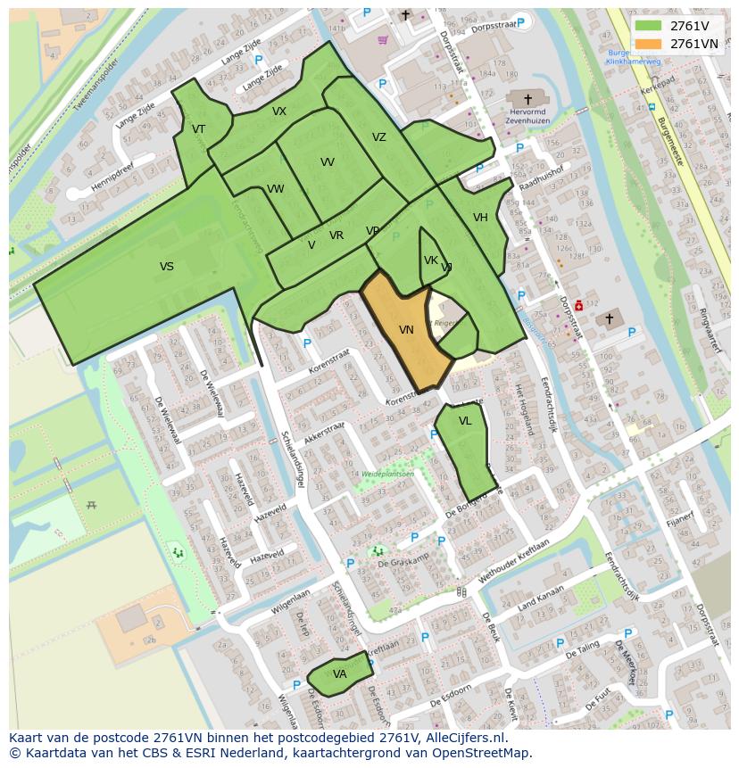 Afbeelding van het postcodegebied 2761 VN op de kaart.
