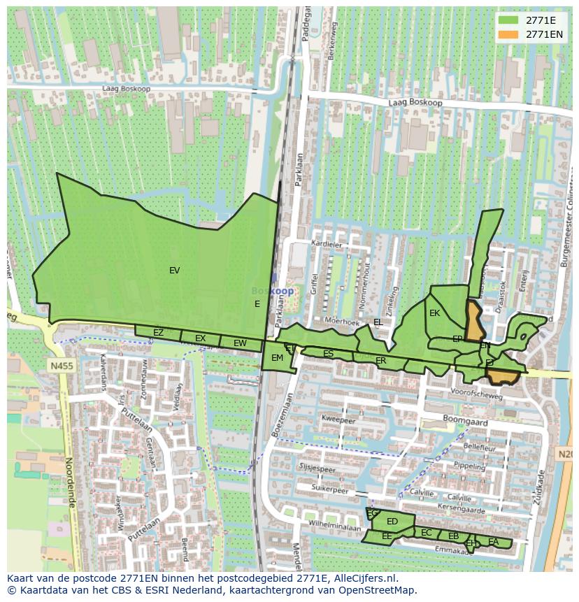 Afbeelding van het postcodegebied 2771 EN op de kaart.