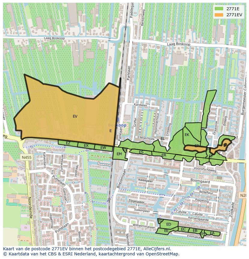 Afbeelding van het postcodegebied 2771 EV op de kaart.