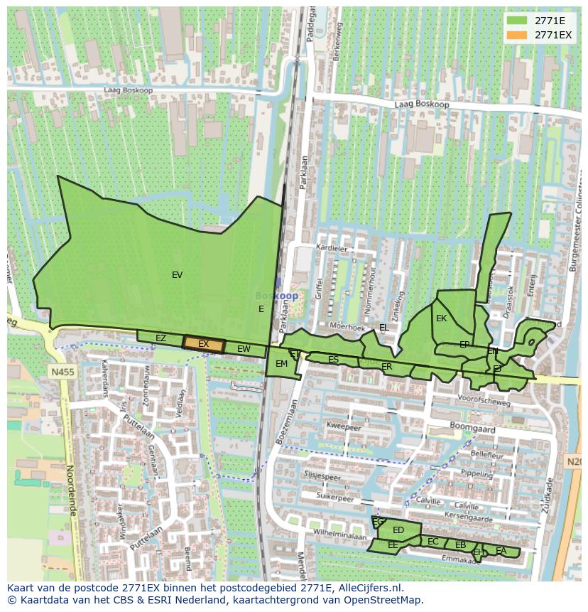 Afbeelding van het postcodegebied 2771 EX op de kaart.