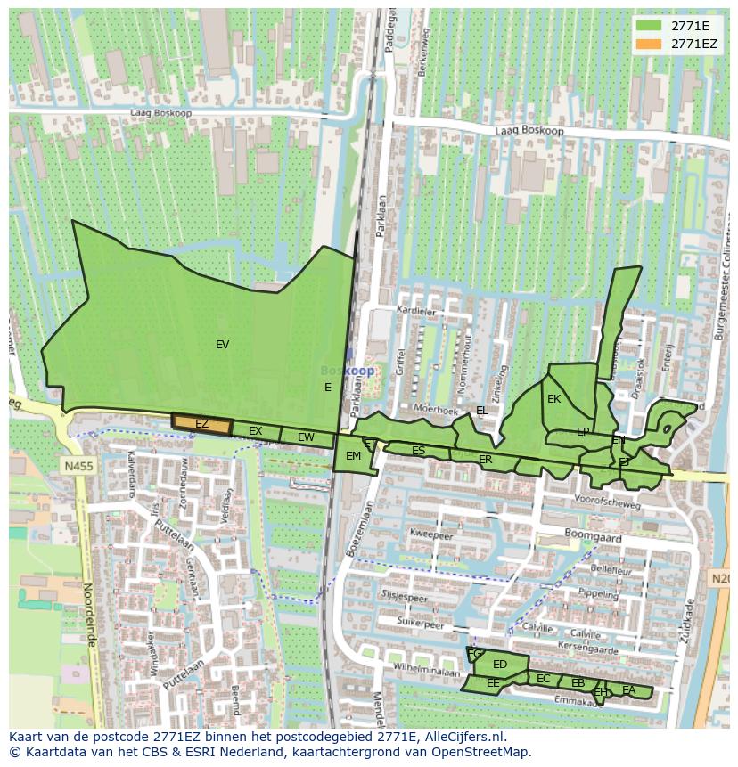 Afbeelding van het postcodegebied 2771 EZ op de kaart.