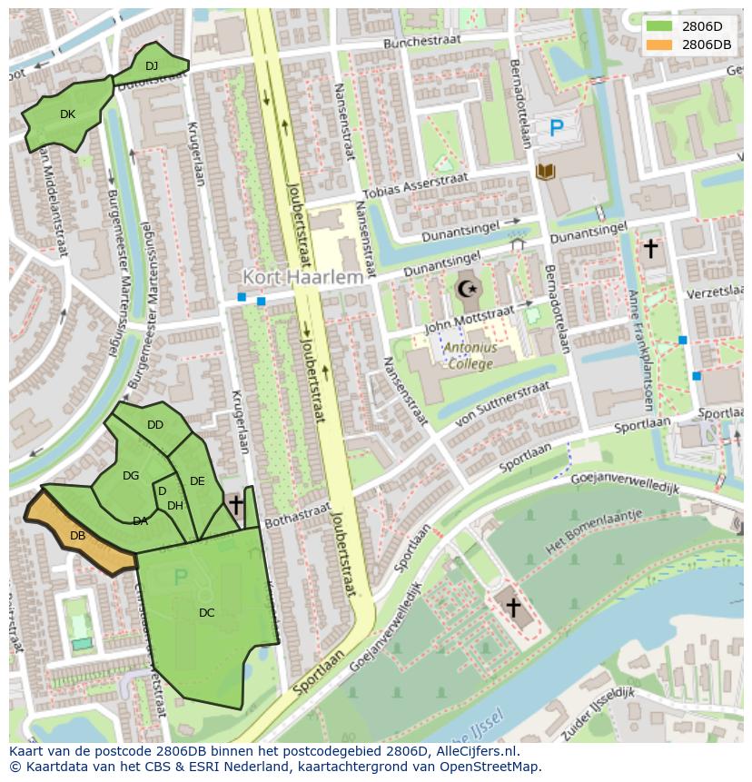 Afbeelding van het postcodegebied 2806 DB op de kaart.
