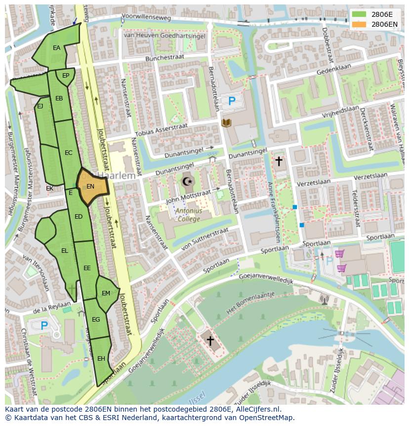 Afbeelding van het postcodegebied 2806 EN op de kaart.