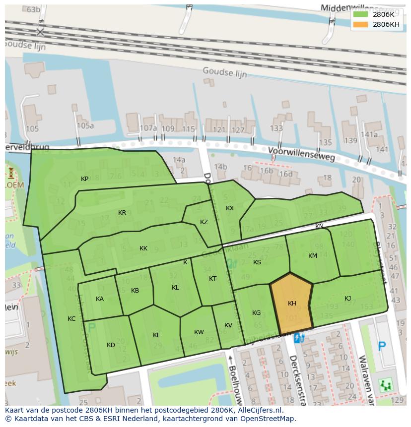 Afbeelding van het postcodegebied 2806 KH op de kaart.