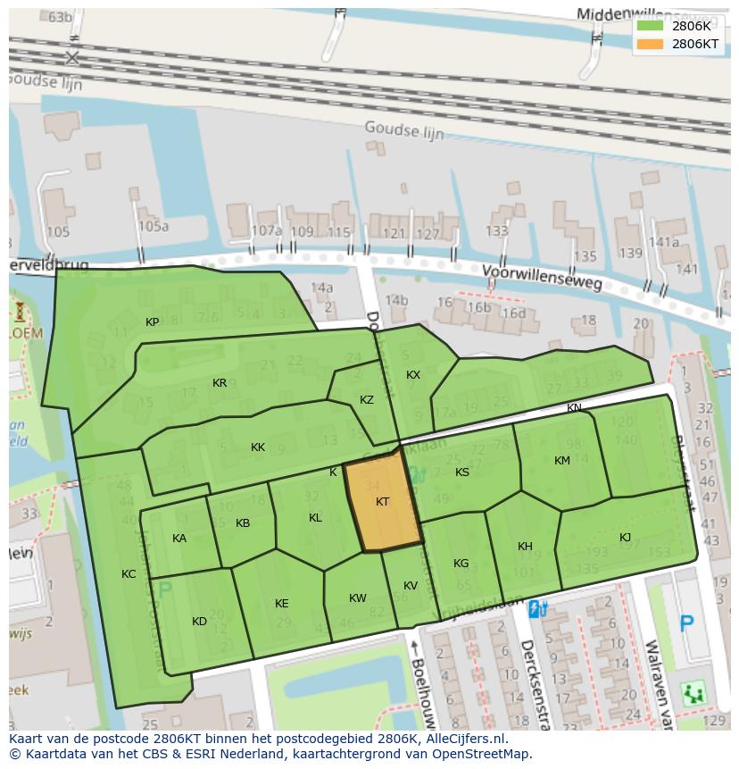 Afbeelding van het postcodegebied 2806 KT op de kaart.