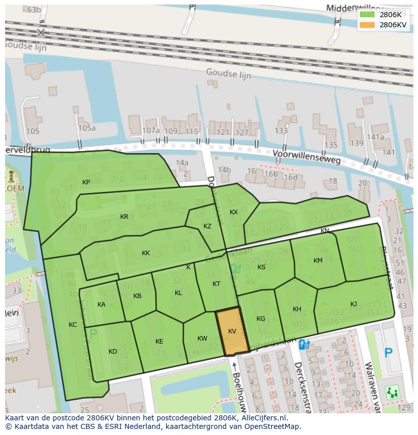 Afbeelding van het postcodegebied 2806 KV op de kaart.