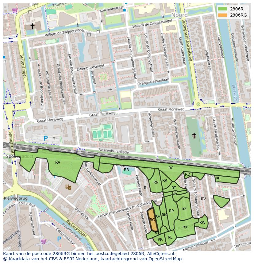 Afbeelding van het postcodegebied 2806 RG op de kaart.
