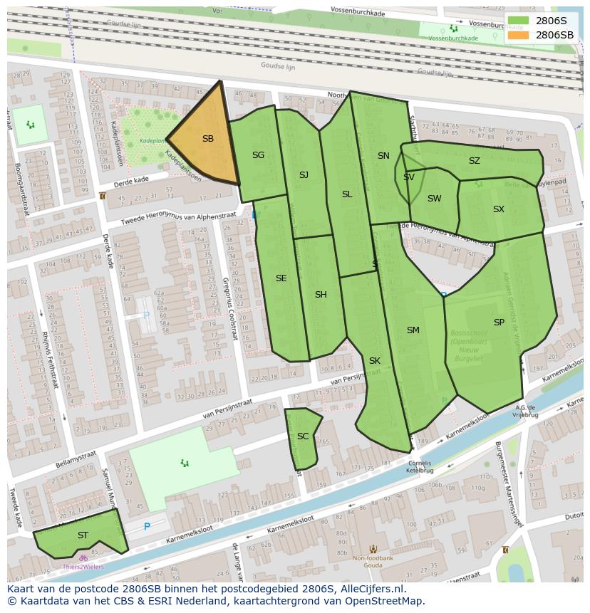 Afbeelding van het postcodegebied 2806 SB op de kaart.