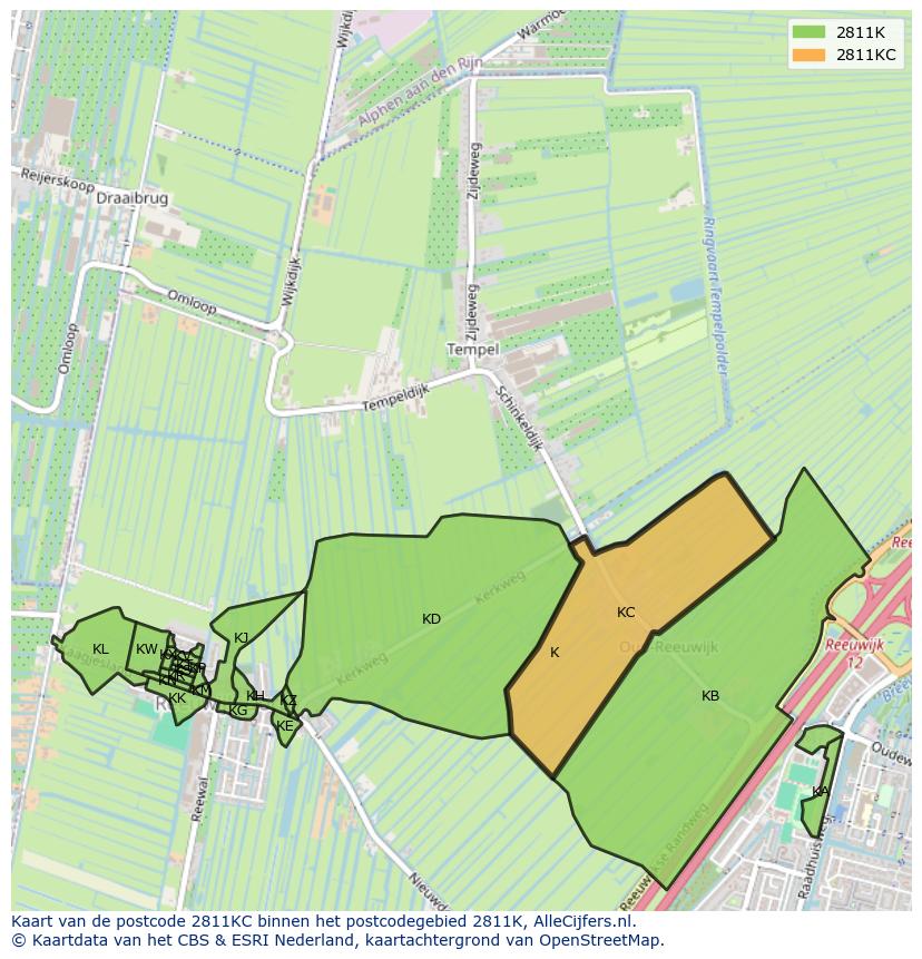 Afbeelding van het postcodegebied 2811 KC op de kaart.