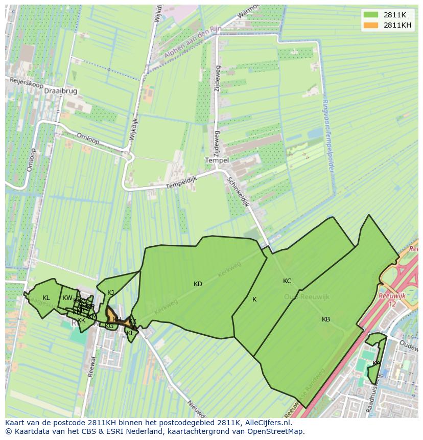 Afbeelding van het postcodegebied 2811 KH op de kaart.