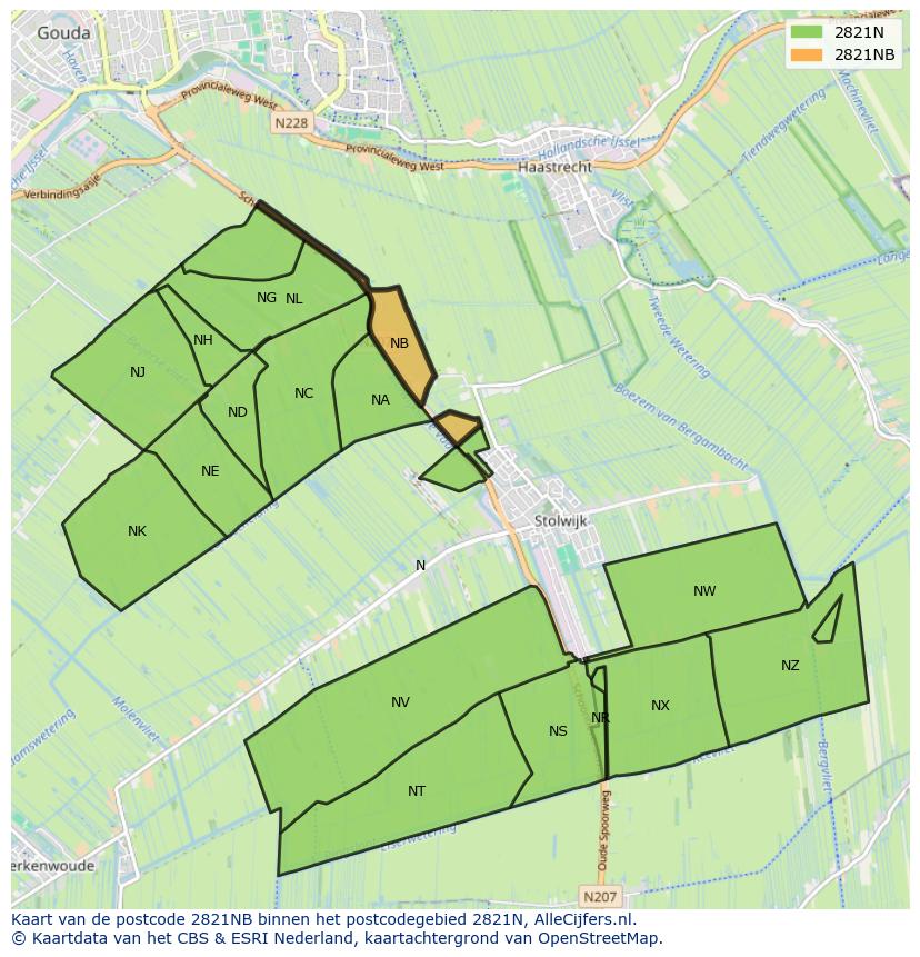 Afbeelding van het postcodegebied 2821 NB op de kaart.