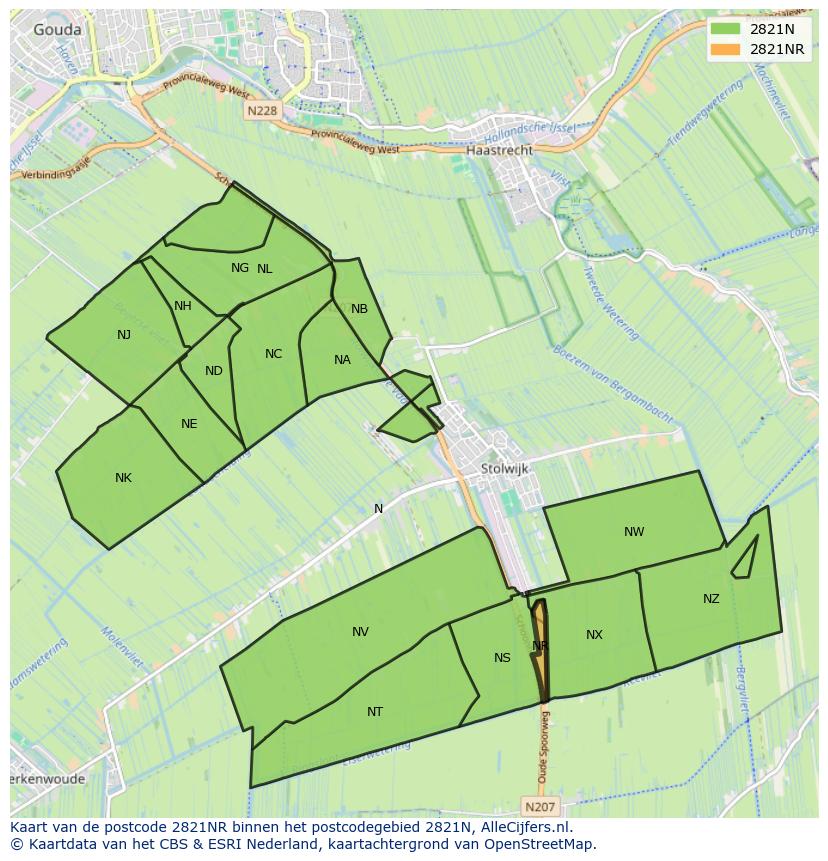 Afbeelding van het postcodegebied 2821 NR op de kaart.