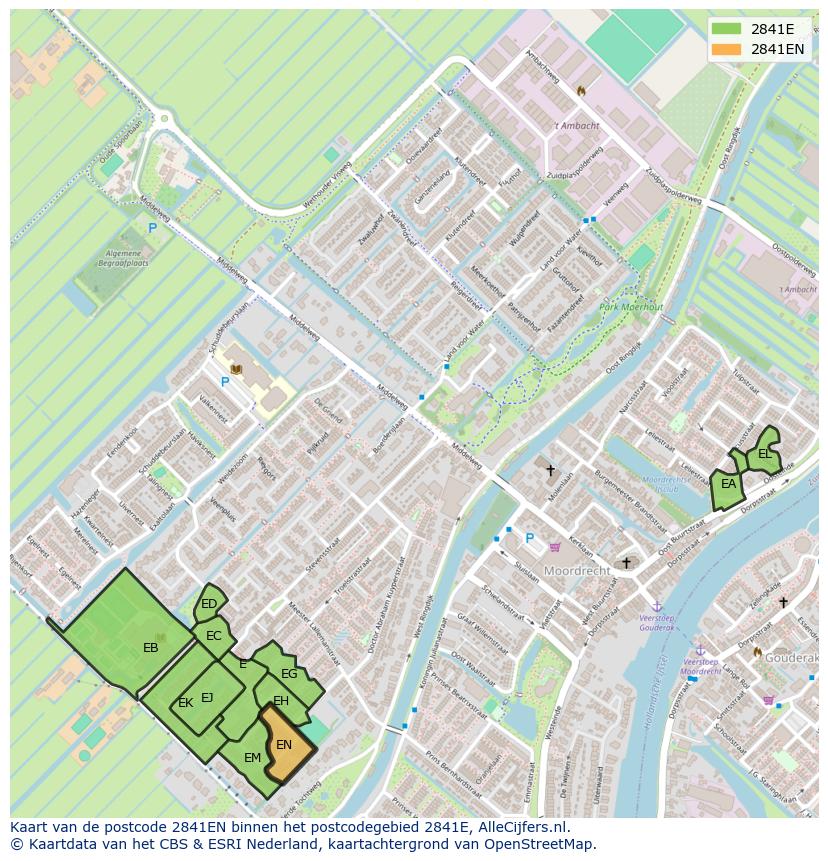 Afbeelding van het postcodegebied 2841 EN op de kaart.