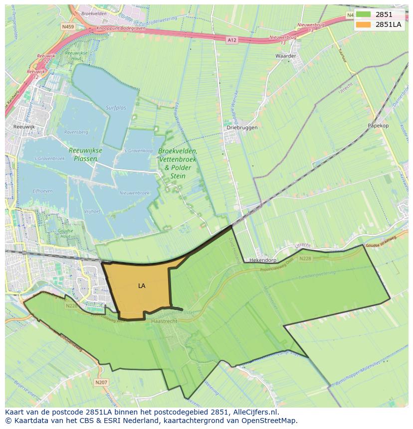 Afbeelding van het postcodegebied 2851 LA op de kaart.