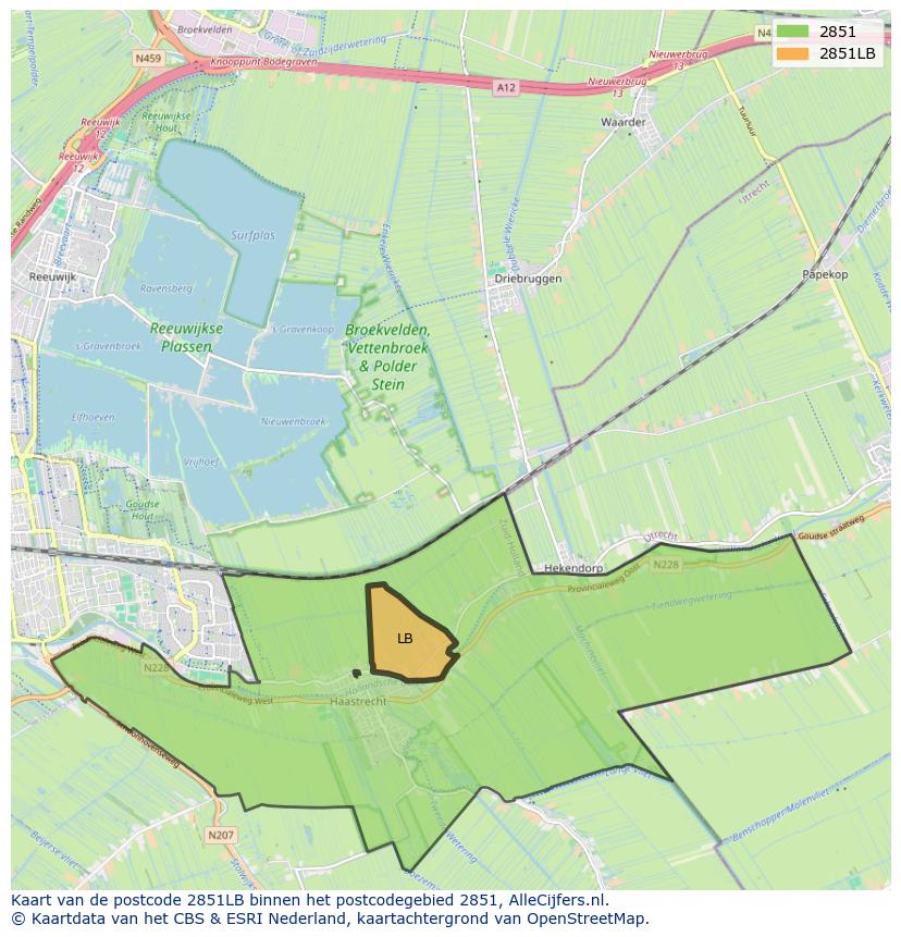 Afbeelding van het postcodegebied 2851 LB op de kaart.