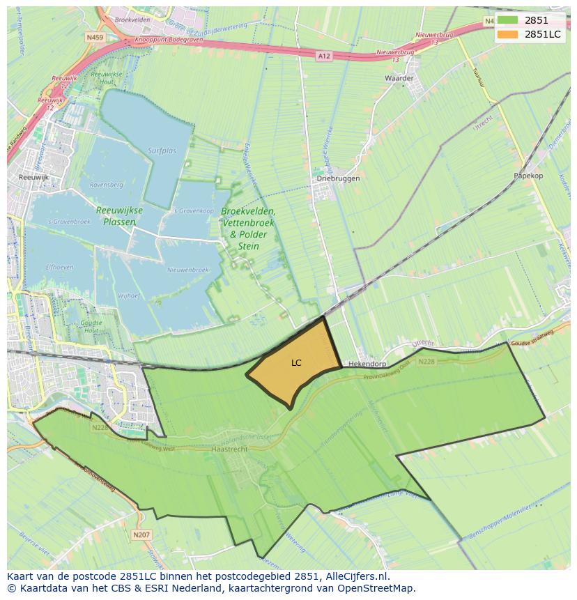 Afbeelding van het postcodegebied 2851 LC op de kaart.