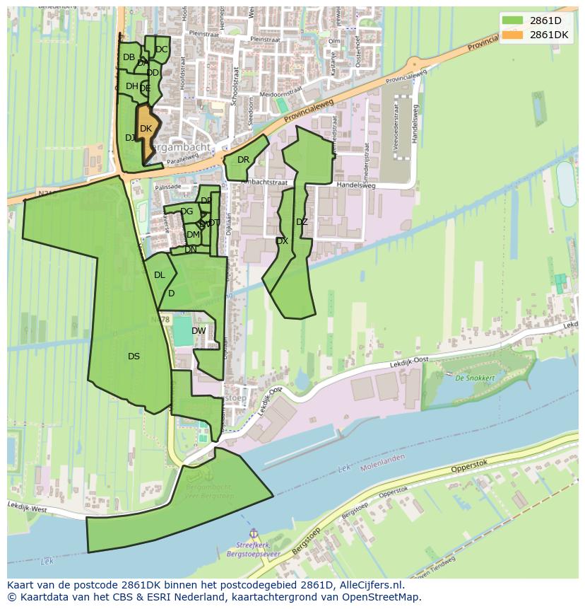 Afbeelding van het postcodegebied 2861 DK op de kaart.