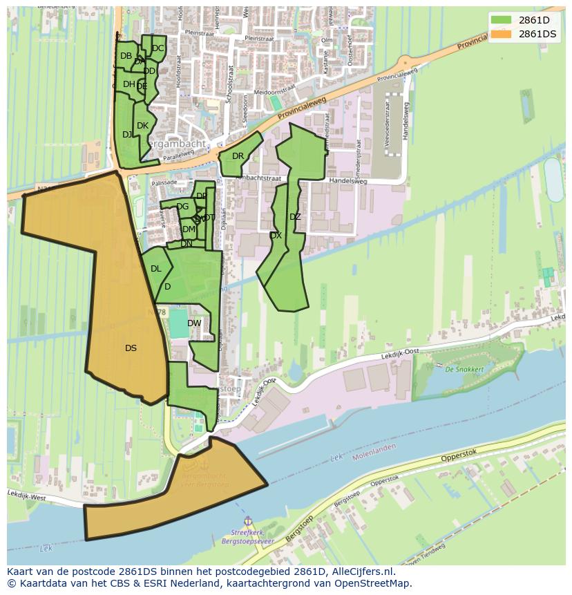 Afbeelding van het postcodegebied 2861 DS op de kaart.