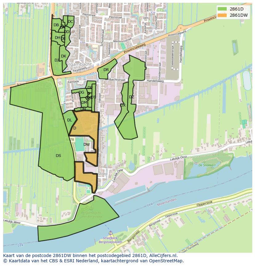 Afbeelding van het postcodegebied 2861 DW op de kaart.