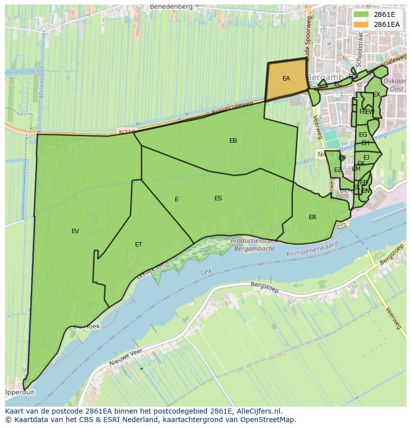 Afbeelding van het postcodegebied 2861 EA op de kaart.