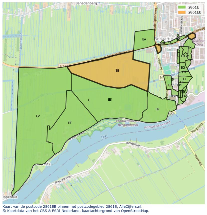 Afbeelding van het postcodegebied 2861 EB op de kaart.