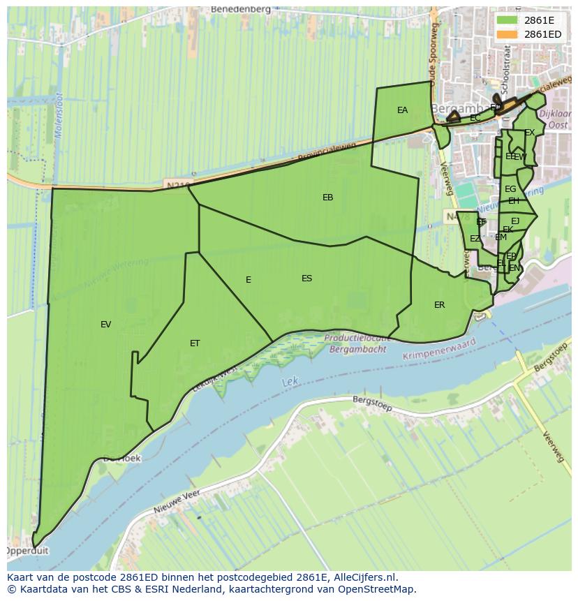 Afbeelding van het postcodegebied 2861 ED op de kaart.