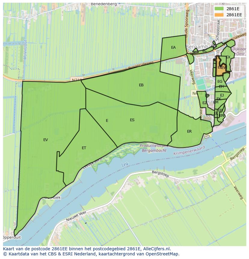 Afbeelding van het postcodegebied 2861 EE op de kaart.