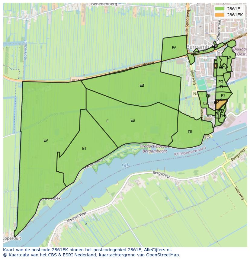 Afbeelding van het postcodegebied 2861 EK op de kaart.