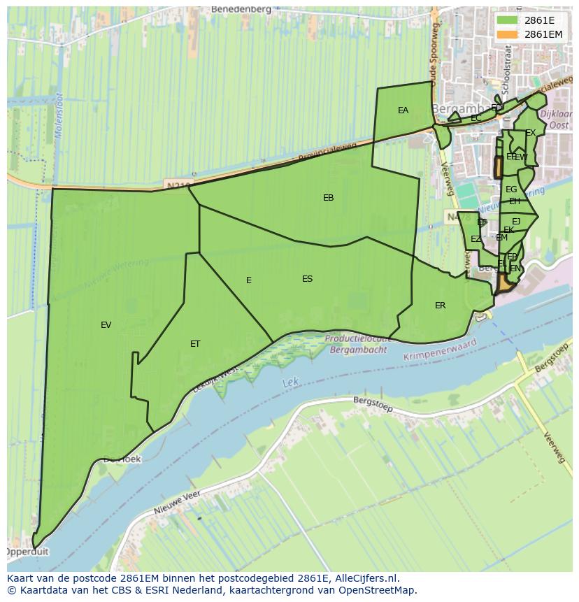Afbeelding van het postcodegebied 2861 EM op de kaart.