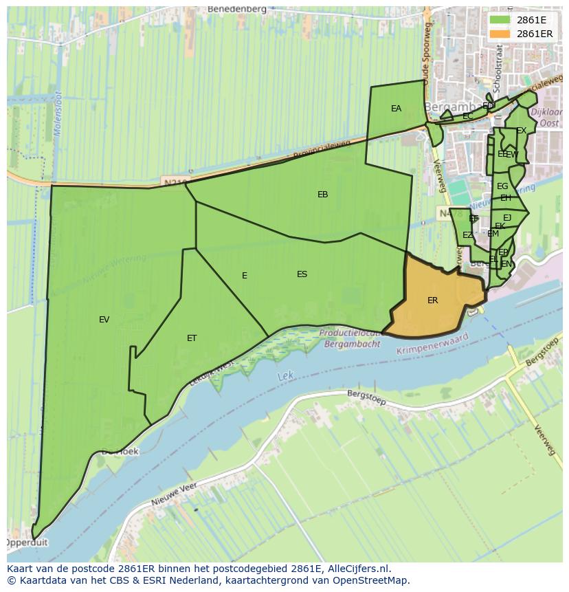 Afbeelding van het postcodegebied 2861 ER op de kaart.