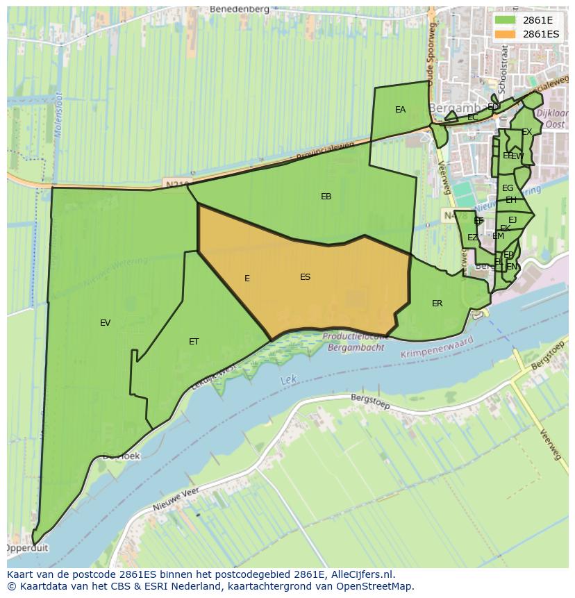 Afbeelding van het postcodegebied 2861 ES op de kaart.