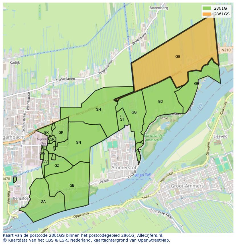 Afbeelding van het postcodegebied 2861 GS op de kaart.