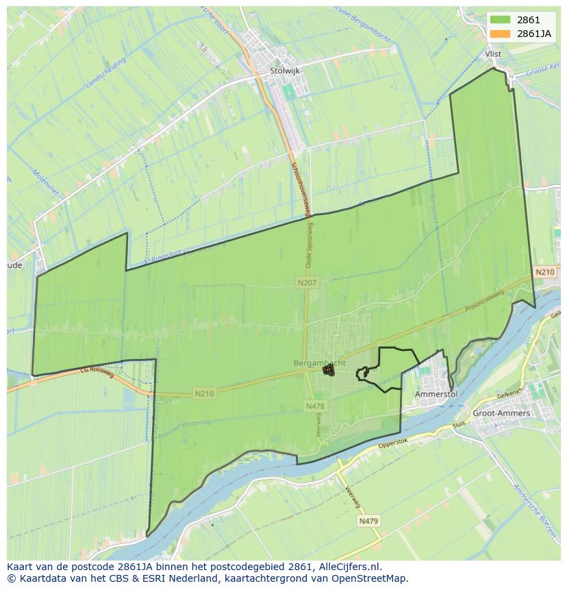 Afbeelding van het postcodegebied 2861 JA op de kaart.