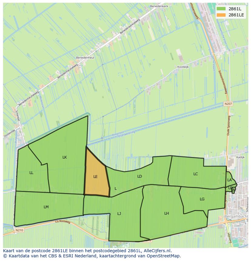 Afbeelding van het postcodegebied 2861 LE op de kaart.