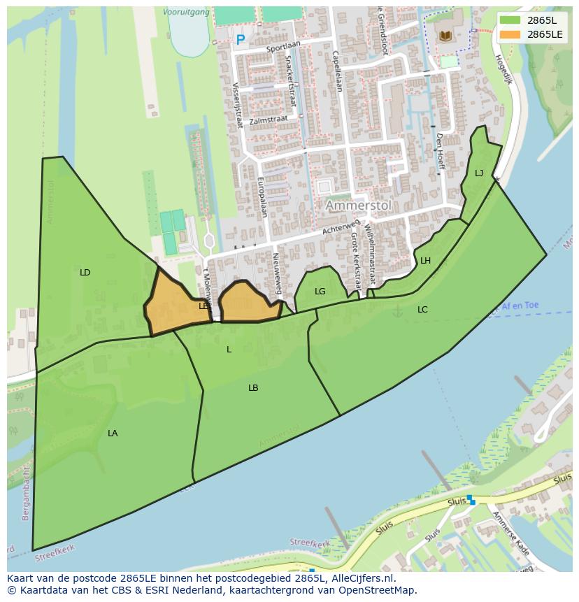 Afbeelding van het postcodegebied 2865 LE op de kaart.