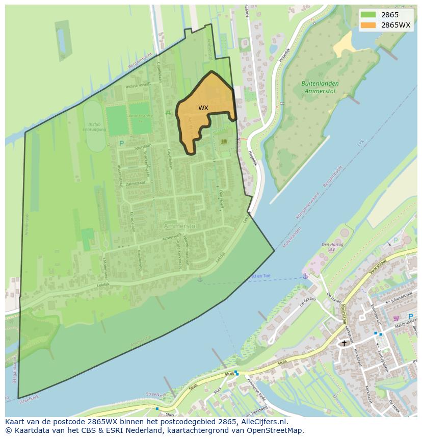 Afbeelding van het postcodegebied 2865 WX op de kaart.