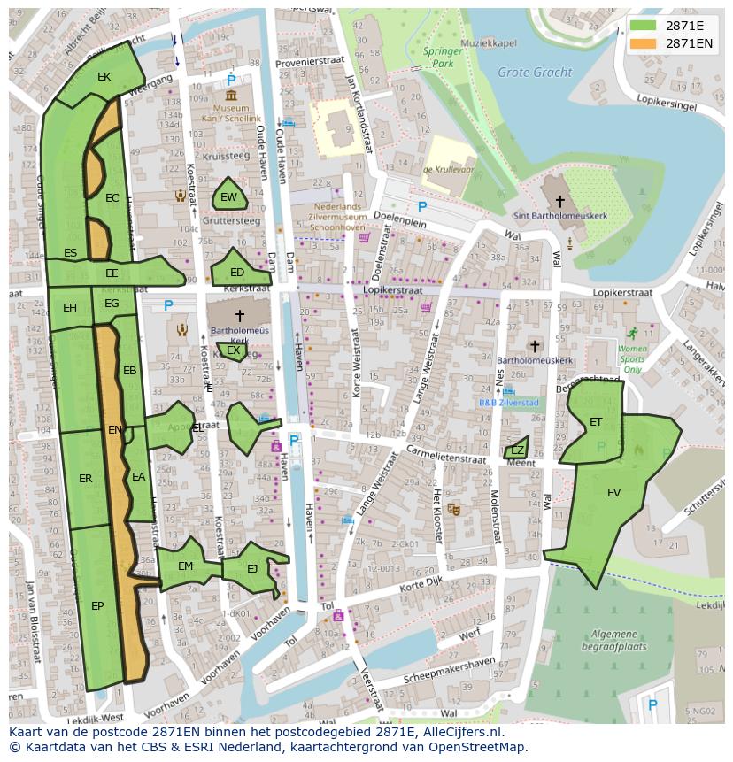 Afbeelding van het postcodegebied 2871 EN op de kaart.