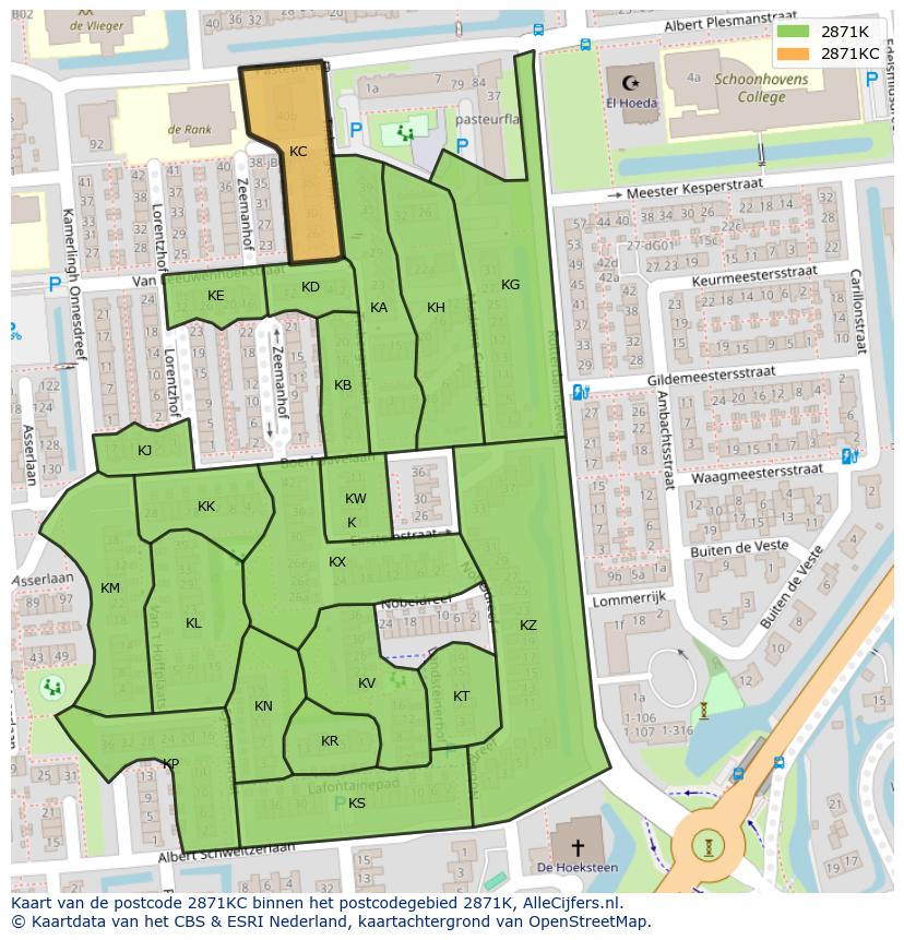 Afbeelding van het postcodegebied 2871 KC op de kaart.