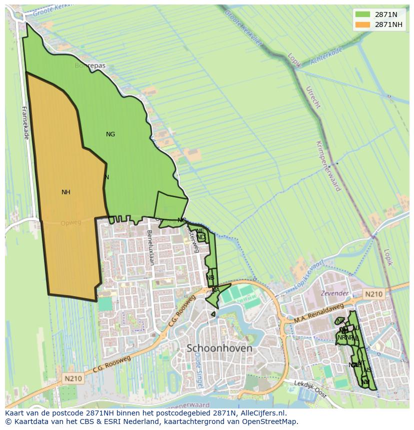 Afbeelding van het postcodegebied 2871 NH op de kaart.