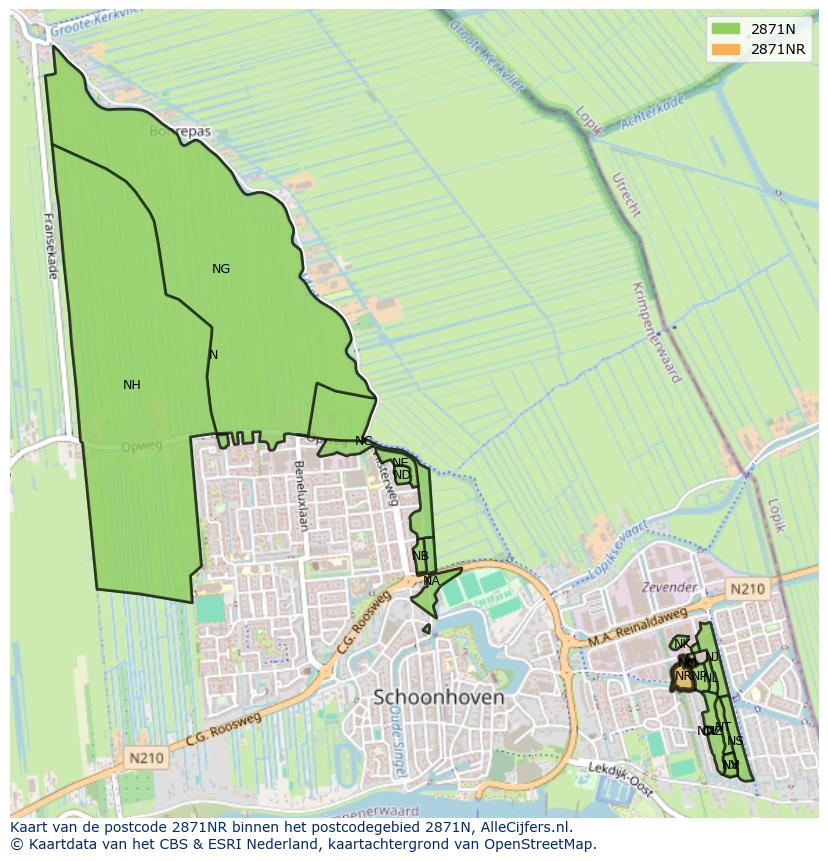 Afbeelding van het postcodegebied 2871 NR op de kaart.